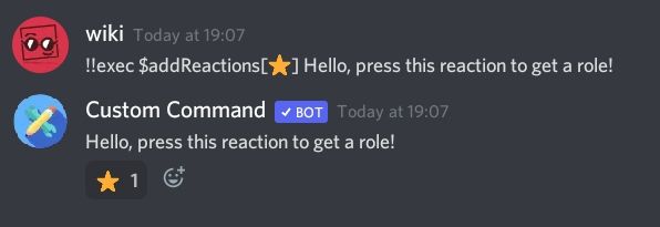 Example of $addReactions usage